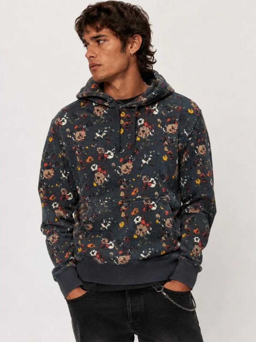 rag & bone Men's City Floral Cotton Hoodie with Multicolor Print